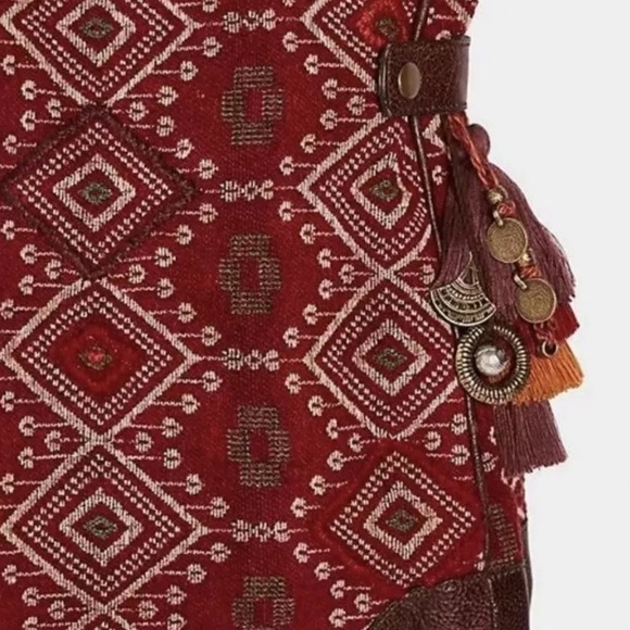 NEW Free People Luma Tapestry Leather Tote Bag Z467-1 - Picture 4 of 8